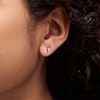 Thumbnail Image 2 of 10K Semi-Solid Gold Pink CZ Marquise Butterfly Studs