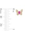 Thumbnail Image 3 of 10K Semi-Solid Gold Pink CZ Marquise Butterfly Studs