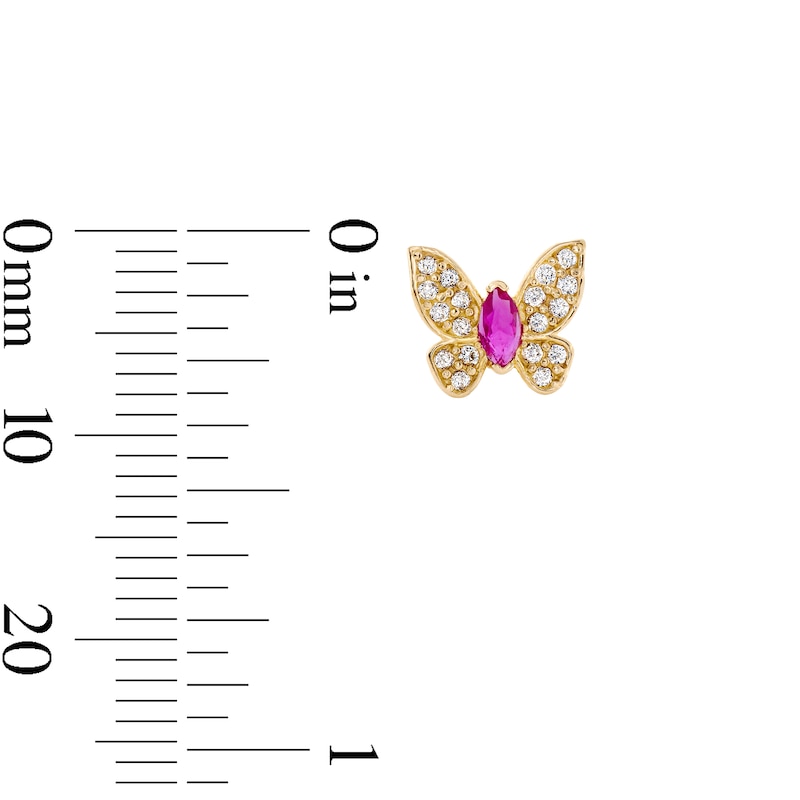 Main Image 3 of 10K Semi-Solid Gold Pink CZ Marquise Butterfly Studs