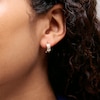 10K Semi-Solid Gold CZ Double Line Huggie Hoops