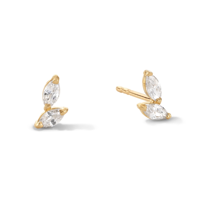 Main Image 1 of 10K Gold CZ Double Marquise Studs