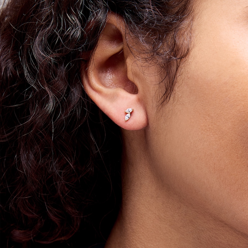 Main Image 2 of 10K Gold CZ Double Marquise Studs
