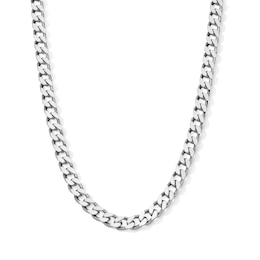 Solid Sterling Silver Diamond-Cut Miami Cuban Curb Chain - 22"