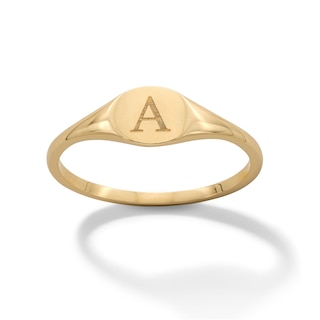 10K Gold Engravable Initial Signet Ring - Size 7
