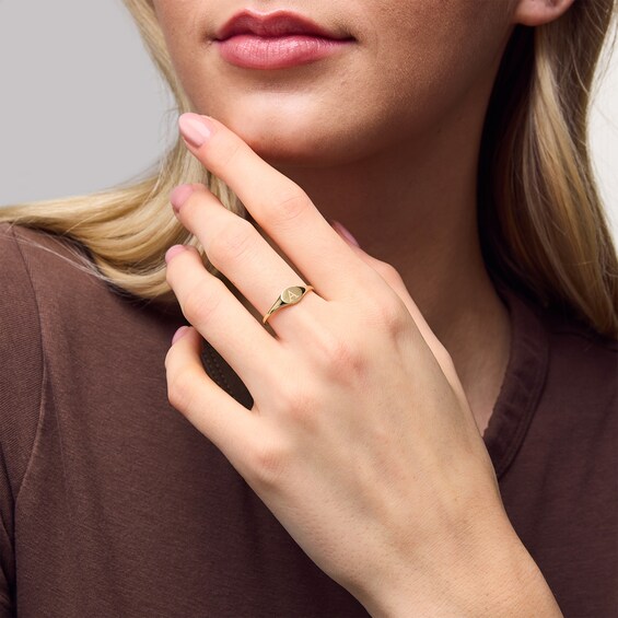 10K Gold Engravable Initial Signet Ring - Size 7