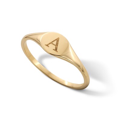 10K Gold Engravable Initial Signet Ring - Size 7