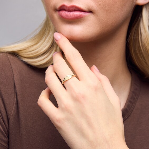 10K Gold Engravable Signet Ring - Size 7