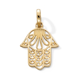 10K Gold Filigree Hamsa Necklace Charm