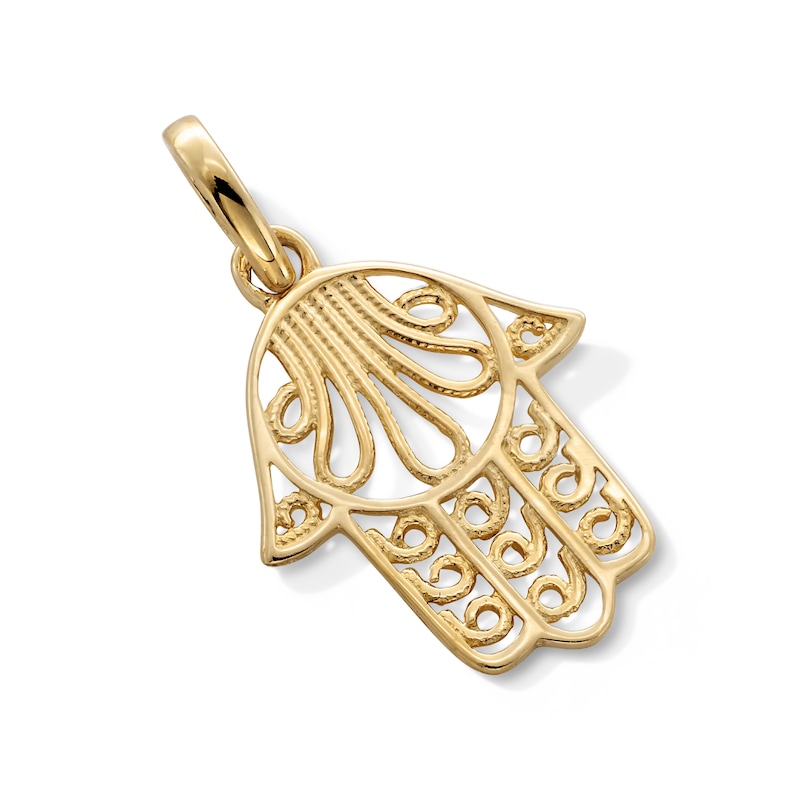 Main Image 2 of 10K Gold Filigree Hamsa Necklace Charm