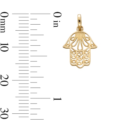 10K Gold Filigree Hamsa Necklace Charm