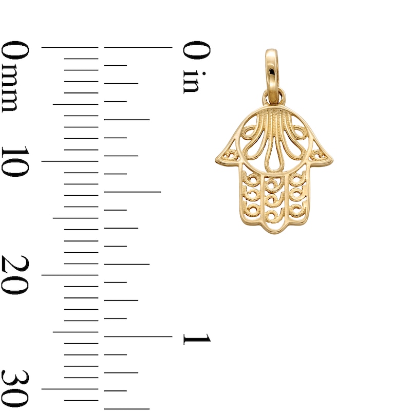 Main Image 3 of 10K Gold Filigree Hamsa Necklace Charm