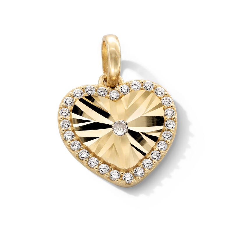 10K Gold CZ Outline Heart Necklace Charm