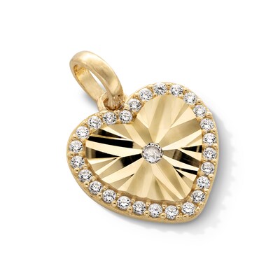 10K Gold CZ Outline Heart Necklace Charm