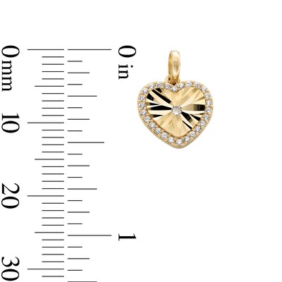 10K Gold CZ Outline Heart Necklace Charm
