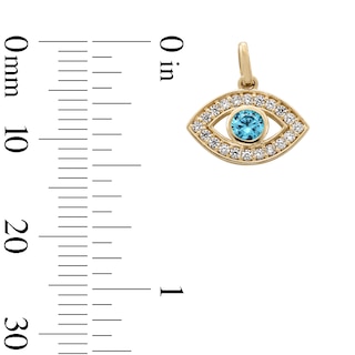 10K Gold CZ Blue Evil Eye Necklace Charm