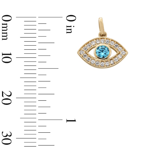 10K Gold CZ Blue Evil Eye Necklace Charm