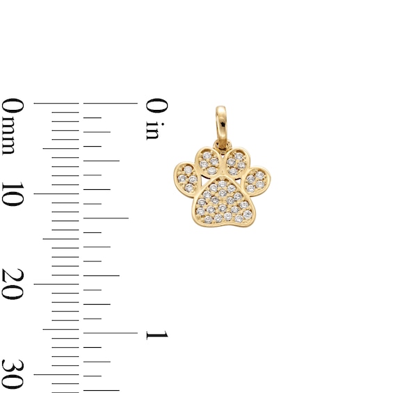 10K Gold CZ Paw Necklace Charm