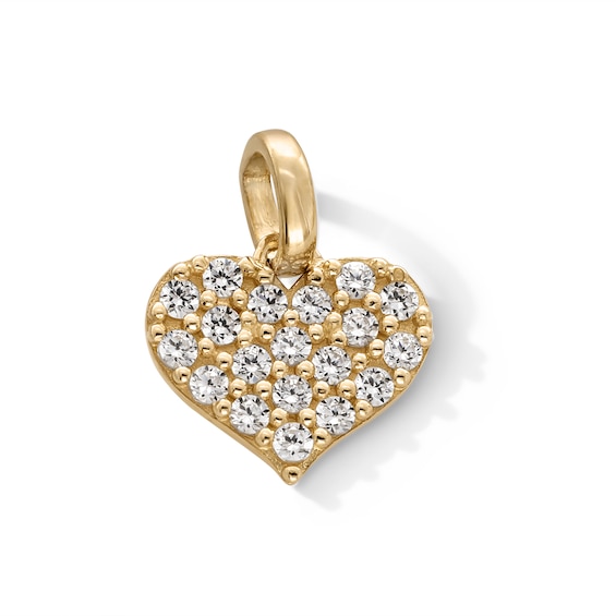 10K Gold CZ Heart Necklace Charm