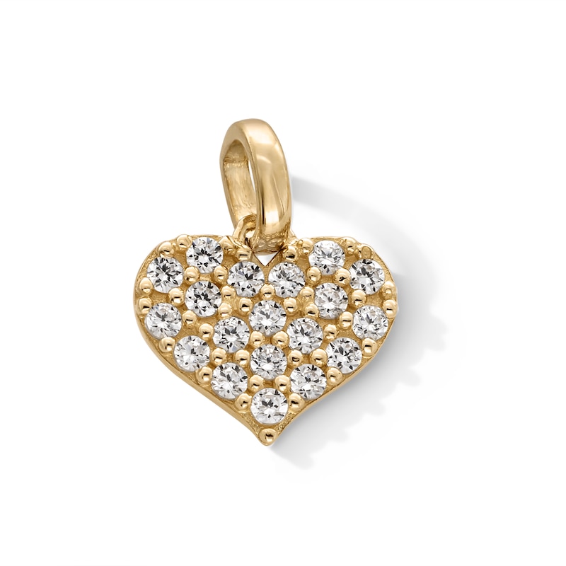 10K Gold CZ Heart Necklace Charm