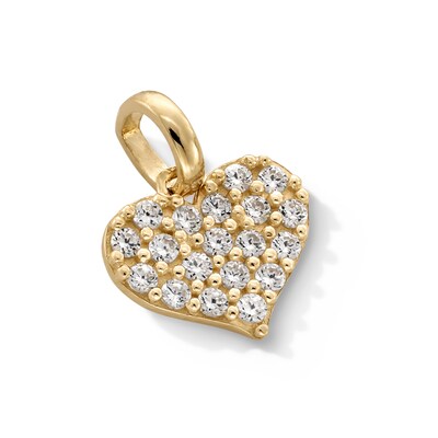 10K Gold CZ Heart Necklace Charm
