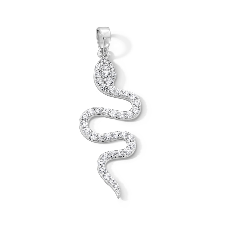 Main Image 1 of Sterling Silver CZ Snake Necklace Charm