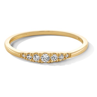 10K Solid Gold CZ Seven-Stone Ring - Size 7