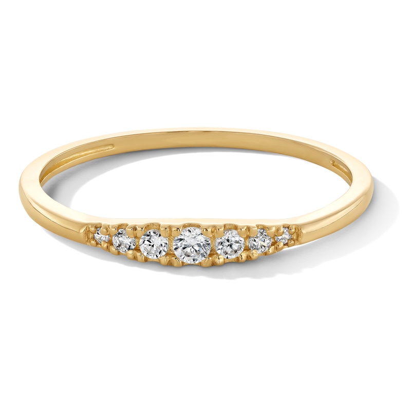 10K Solid Gold CZ Seven-Stone Ring - Size 7