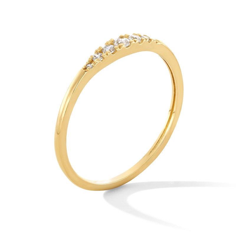 10K Solid Gold CZ Seven-Stone Ring - Size 7