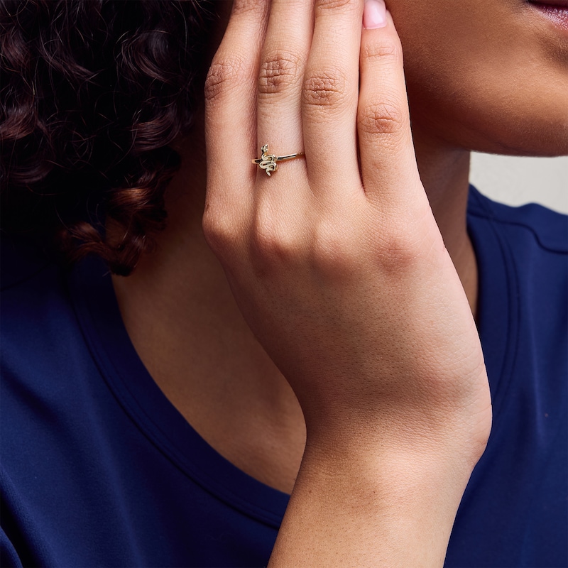 Main Image 2 of 10K Solid Gold Snake Ring - Size 7