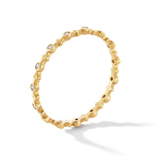 10K Solid Gold CZ and Beaded Band - Size 7