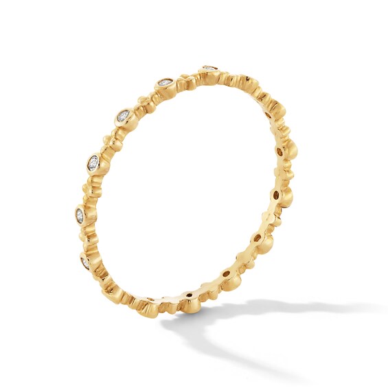 10K Solid Gold CZ and Beaded Band - Size 7