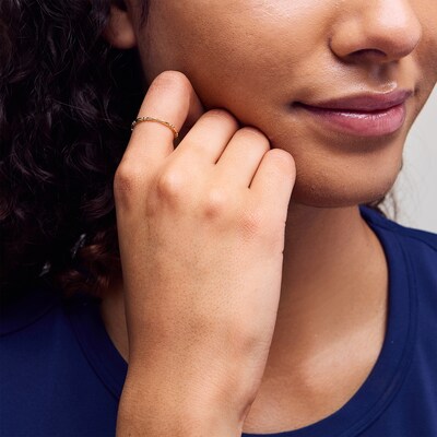 10K Solid Gold Beaded Ring - Size 7