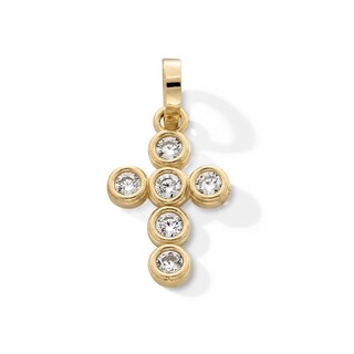 10K Gold CZ Bezel Cross Necklace Charm