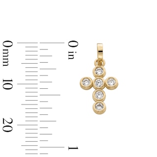 10K Gold CZ Bezel Cross Necklace Charm