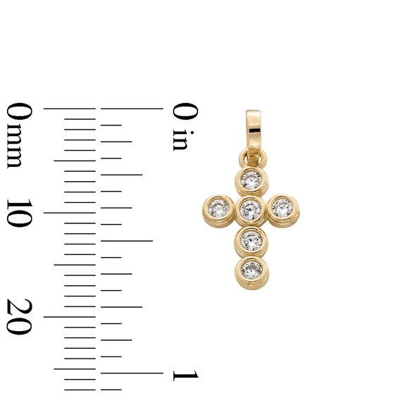 10K Gold CZ Bezel Cross Necklace Charm