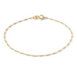 10K Solid Gold Figaro Chain Bracelet - 7"
