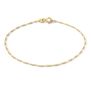 10K Solid Gold Figaro Chain Bracelet - 7"