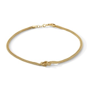 10K Solid Gold Knot Double Chain Bracelet - 7"