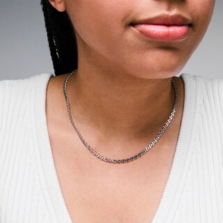 Solid Sterling Silver Flat Miami Cuban Curb Chain - 20"