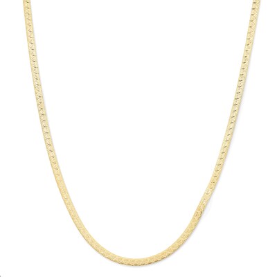 10K Yellow Gold Bonded Patterned Herringbone Chain - 18"
