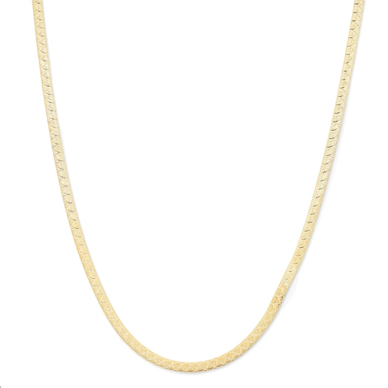 10K Yellow Gold Bonded Patterned Herringbone Chain - 18"