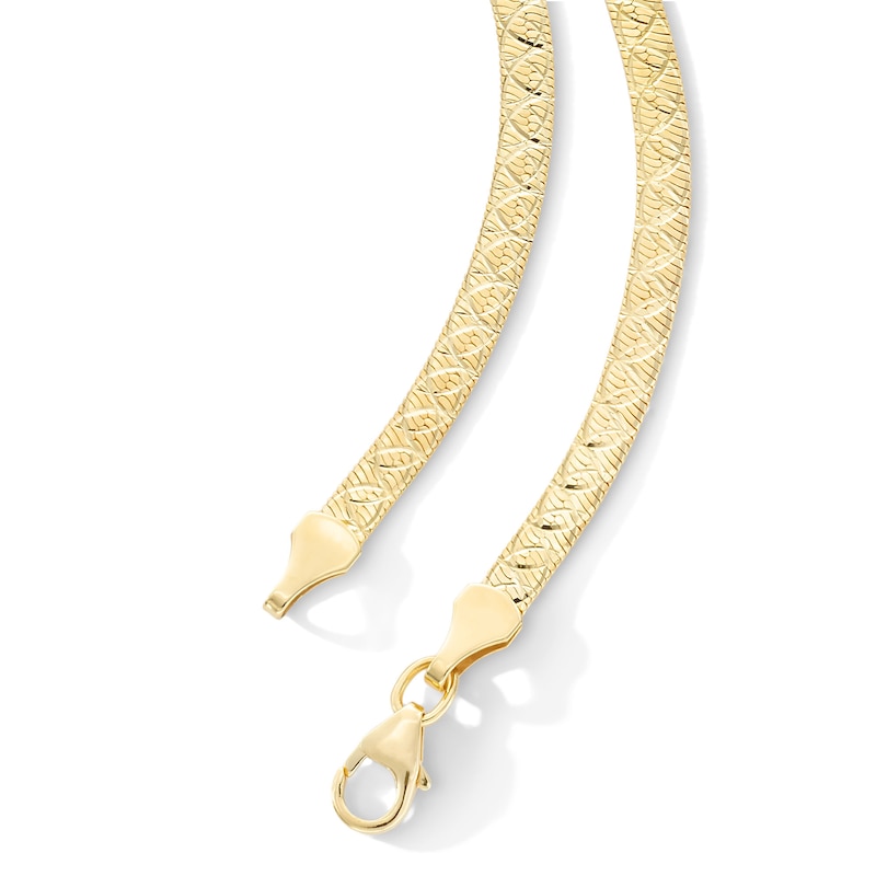 Main Image 2 of 10K Yellow Gold Plated Patterned Herringbone Chain - 18"