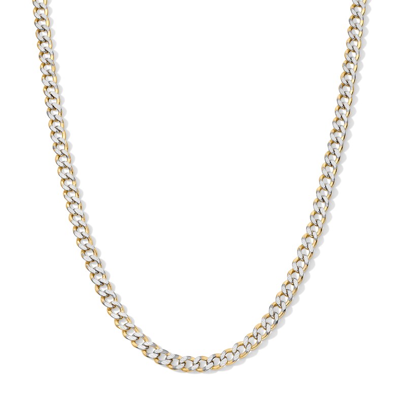 10K Hollow Gold Two-Tone Textured Curb Chain - 26"