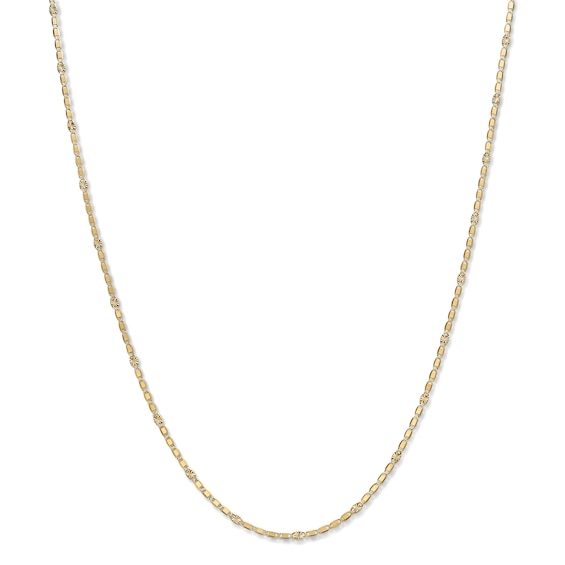 10K Solid Gold Alternating Valentino Chain Necklace - 18"