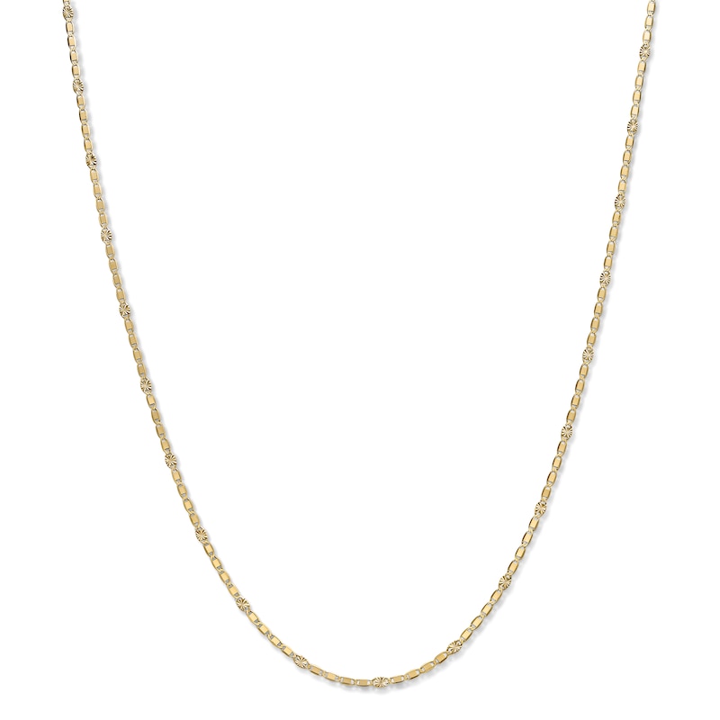 10K Solid Gold Alternating Valentino Chain Necklace - 18"