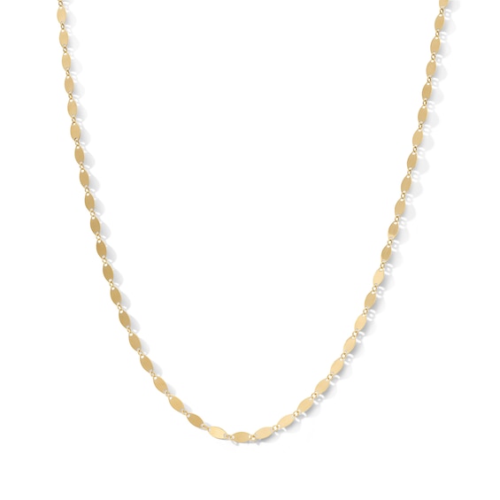 10K Solid Gold Mirror Oval Chain - 18"