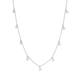 Sterling Silver Simulated Pearl Dangle Necklace - 15.5"