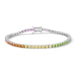 Sterling Silver CZ Multi-Color Tennis Bracelet - 7.5"