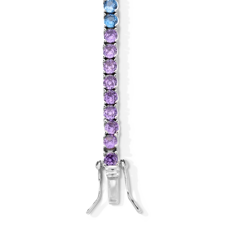 Main Image 2 of Sterling Silver CZ Multi-Color Tennis Bracelet - 7.5"