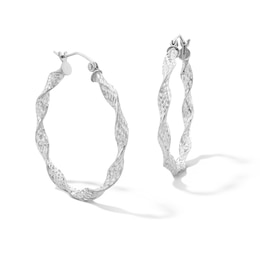Sterling Silver Diamond-Cut Twist Hoops